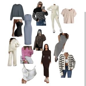 Mixed Neutral & Black Women's Outfit Dresses, Sweaters